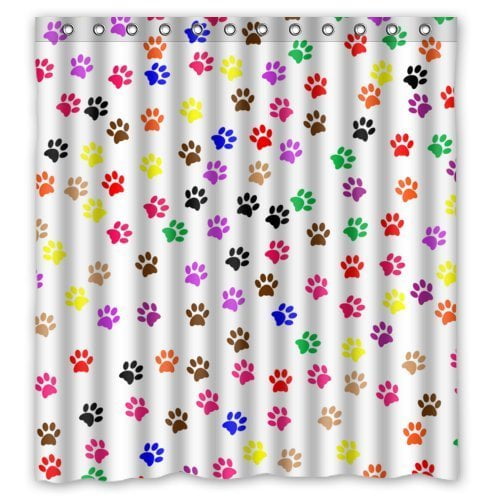 HelloDecor Animal Paw Dog Paw Shower Curtain Polyester Fabric Bathroom