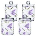 thumbnail image 7 of Ryvnso 2 Pack Qtip Holder Organizer Lavender Flower Bathroom Cotton Swabs Cans Storage Canister, 7 of 7