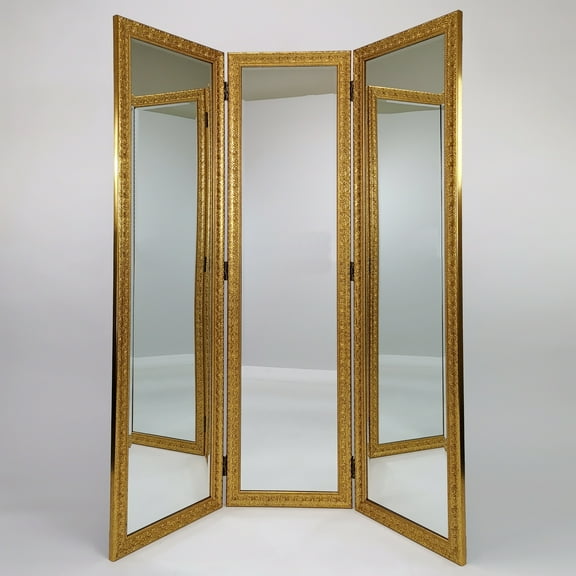 Wayborn 60″X2″X72″  Gold Mirror w/Resin Frame FULL SIZE DRESSING SCREEN
