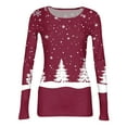 thumbnail image 6 of Christmas Graphic T-Shirt for Women Long Sleeve - Soft Slim Fit Crewneck Top, Cute Holiday Print Casual Tee, 6 of 7