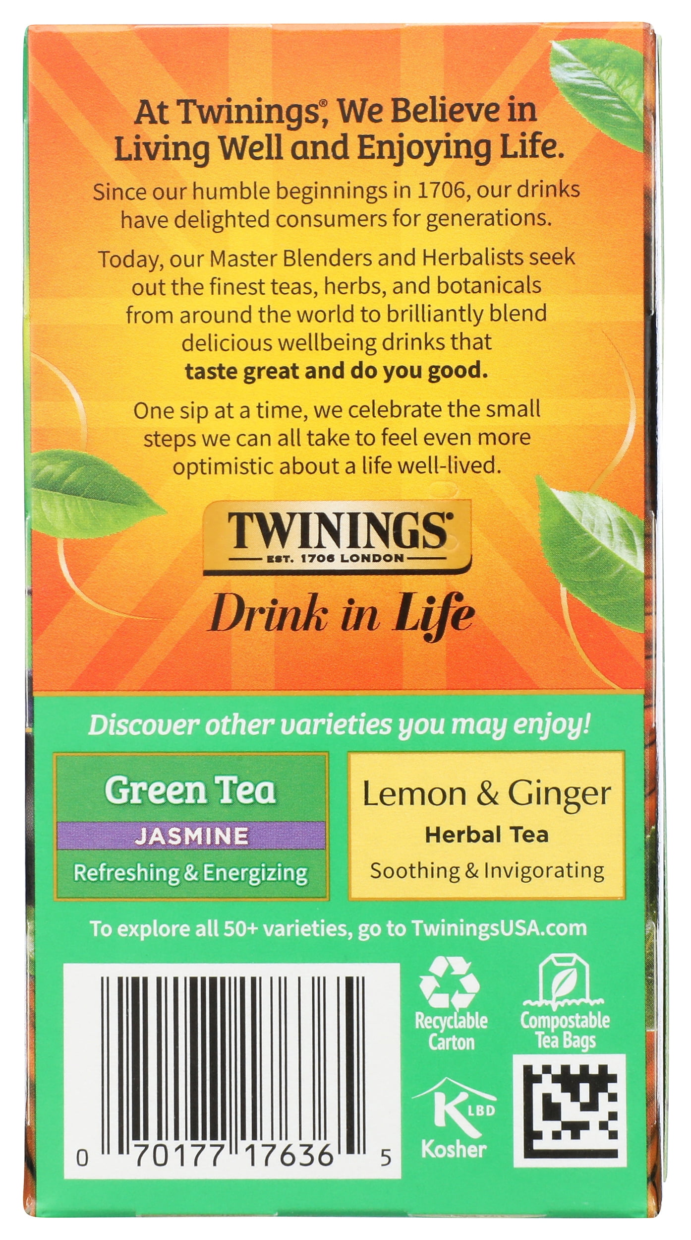 Pack of 6, Twining Pure Green Tea, 1.41 oz