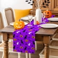 thumbnail image 3 of Table Runner Dresser Scarves 108 Inch Long,Halloween Seamless Cat Pumpkin Ghost Linen Dining Table Runners Scary Skull Purple Tabletop Scarf for Wedding Holiday Party Kitchen, 3 of 9