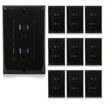 Maxxima 15A Tamper Resistant Duplex Receptacle - Standard Decorative Electric Wall Outlet 15 Amp, Child Proof Safety, Contractor Pack, Wall Plates Included - Black - 10 Pack