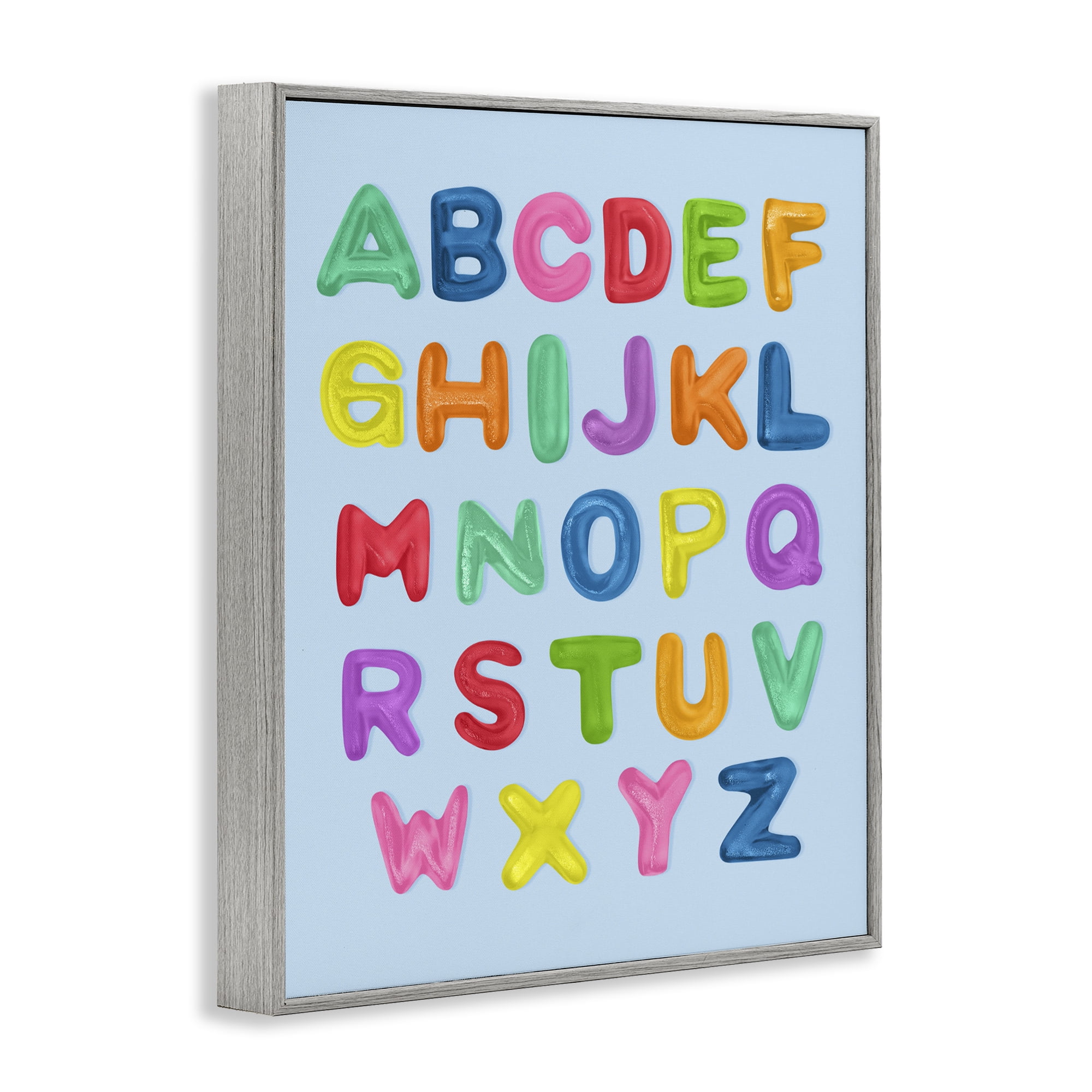 Stupell Industries Gummy Candy Alphabet Gray Framed Giclee Art, design by LISH Creative