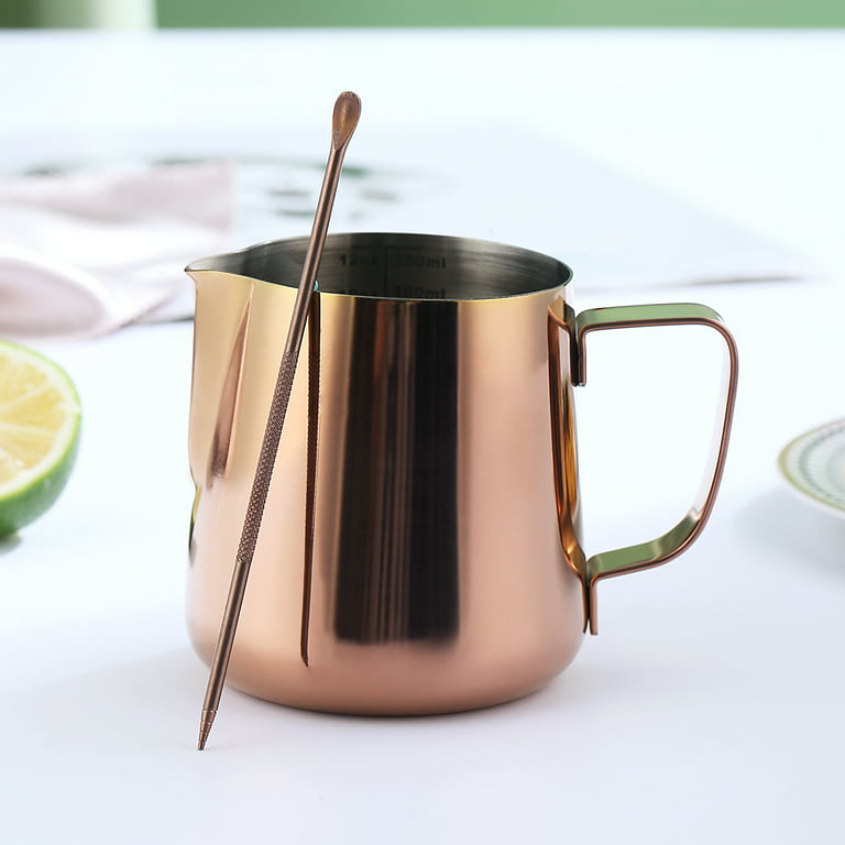 ReaNea Rose Gold Milk Frothing Pitcher 12 oz Stainless Steel Milk