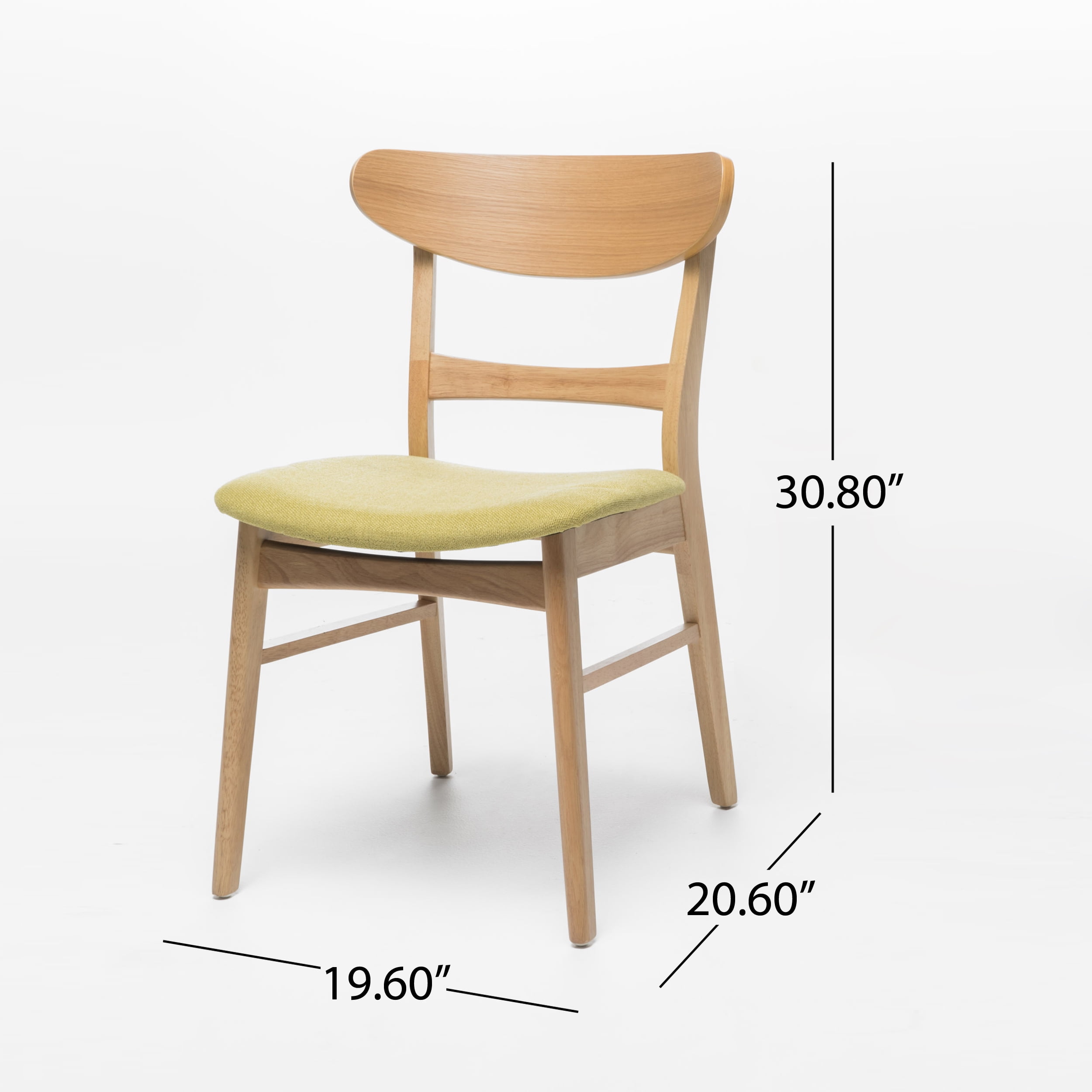 Noble House Lydia Mid-Century Modern Fabric Dining Chairs, Set of 2, Green Tea
