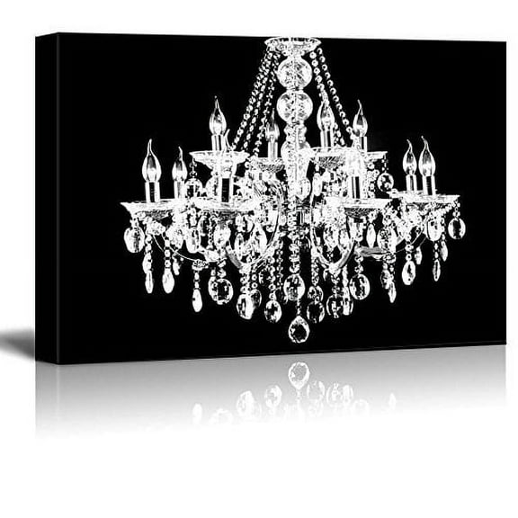 wall26 Canvas Print Wall Art Black & White Chandelier Silhouette Decorative Lights Digital Art Modern Art Chic Relax/Calm Multicolor for Living Room, Bedroom, Office - 12"x18"