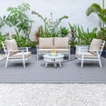 thumbnail image 2 of LeisureMod Walbrooke Modern Aluminum 5-Piece Patio Conversation Set with Outdoor Round Fire Pit Table with Slats Design & Side Table Tank Holder And Beige Cushions, 2 of 19