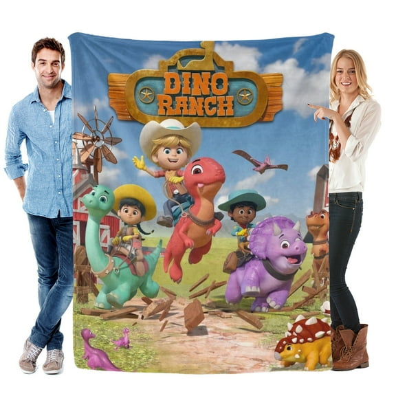 Throw Blanket for Dino Ranch Bed Couch Soft Warm Flannel Blanket for Kids Boys Girls Gifts Home Decor 30x40 Inch