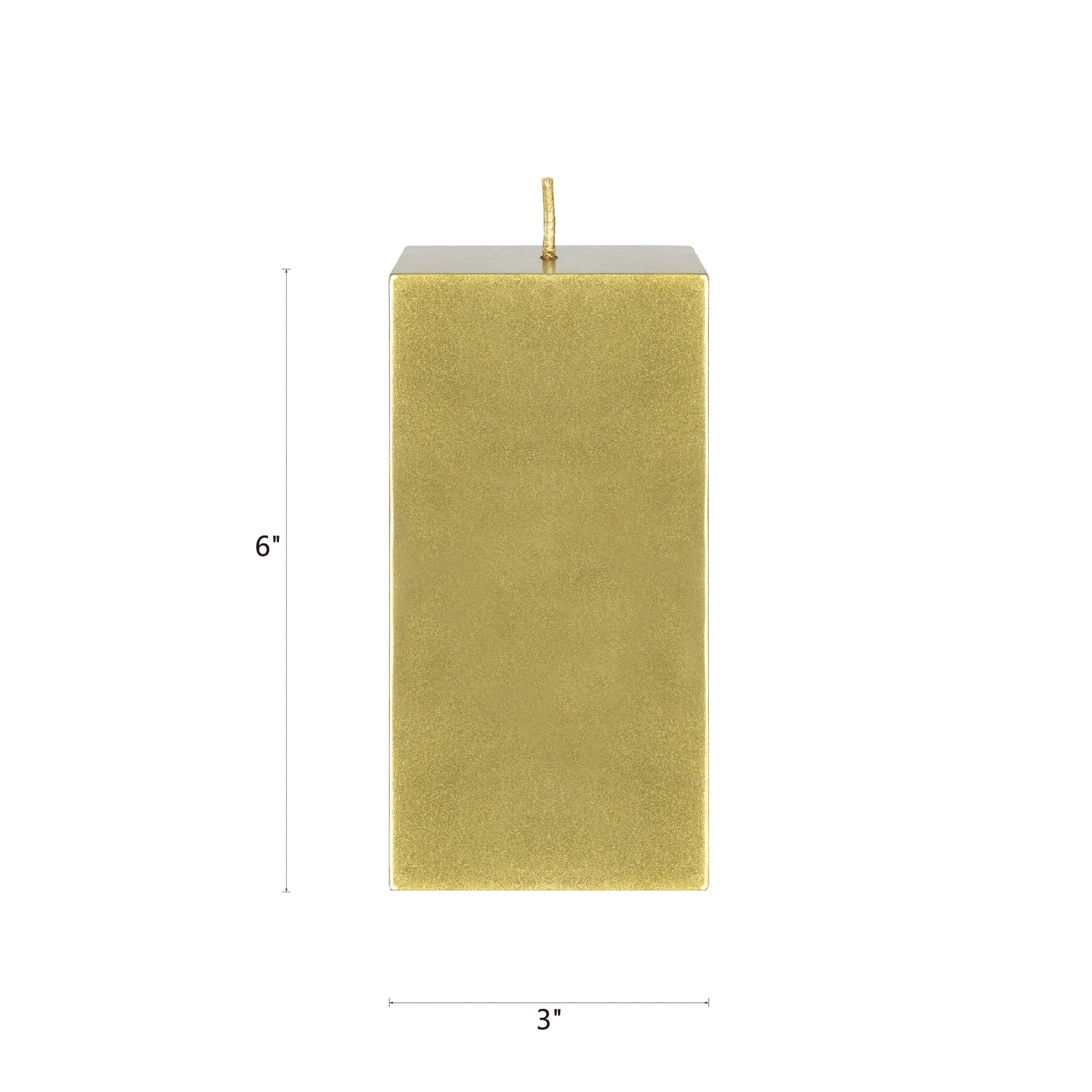 Mega Candles 1 pc Unscented Gold Square Pillar Candle, Hand Poured Premium Wax Candles 3 Inch x 6 Inch, Home Décor, Wedding Receptions, Baby Showers, Birthdays, Celebrations, Party Favors & More