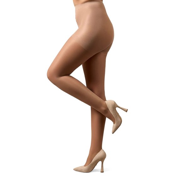 MeMoi Women's Crystal Sheer Control Top Pantyhose - Womens - Female, L, Nude
