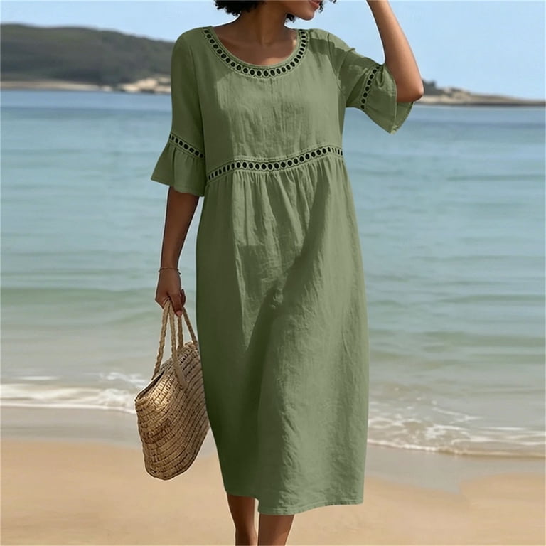 eyelet flutter sleeve midi dress Blush & Coral Eyelet Flutter Sleeve Smocked Midi Dress  Sail to Sable