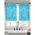 thumbnail image 3 of Sheer Curtains 54 inches Long 2 Panels Set Turtle Sea Blue Lines WaterColor Turtle Mottled Pattern Tiers Sheers Rod Pocket Small Window Short Curtains for Kitchen Cafe, Each 52" W x 54" L, 3 of 7