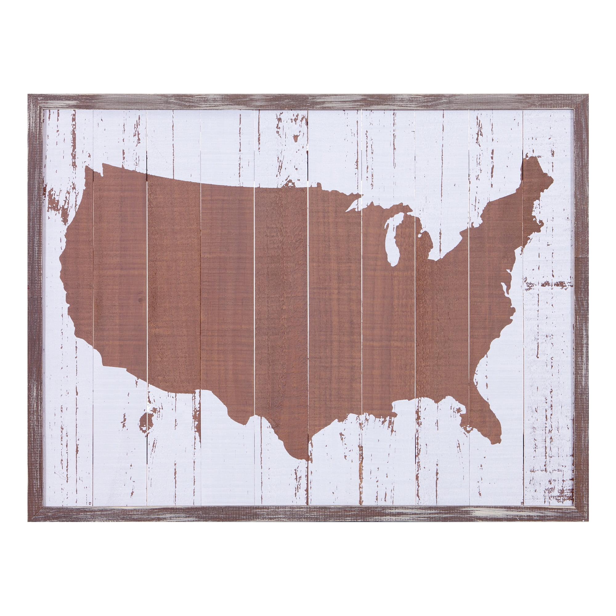 United States Maps Wood Plank Wall Art, 19" x 25"