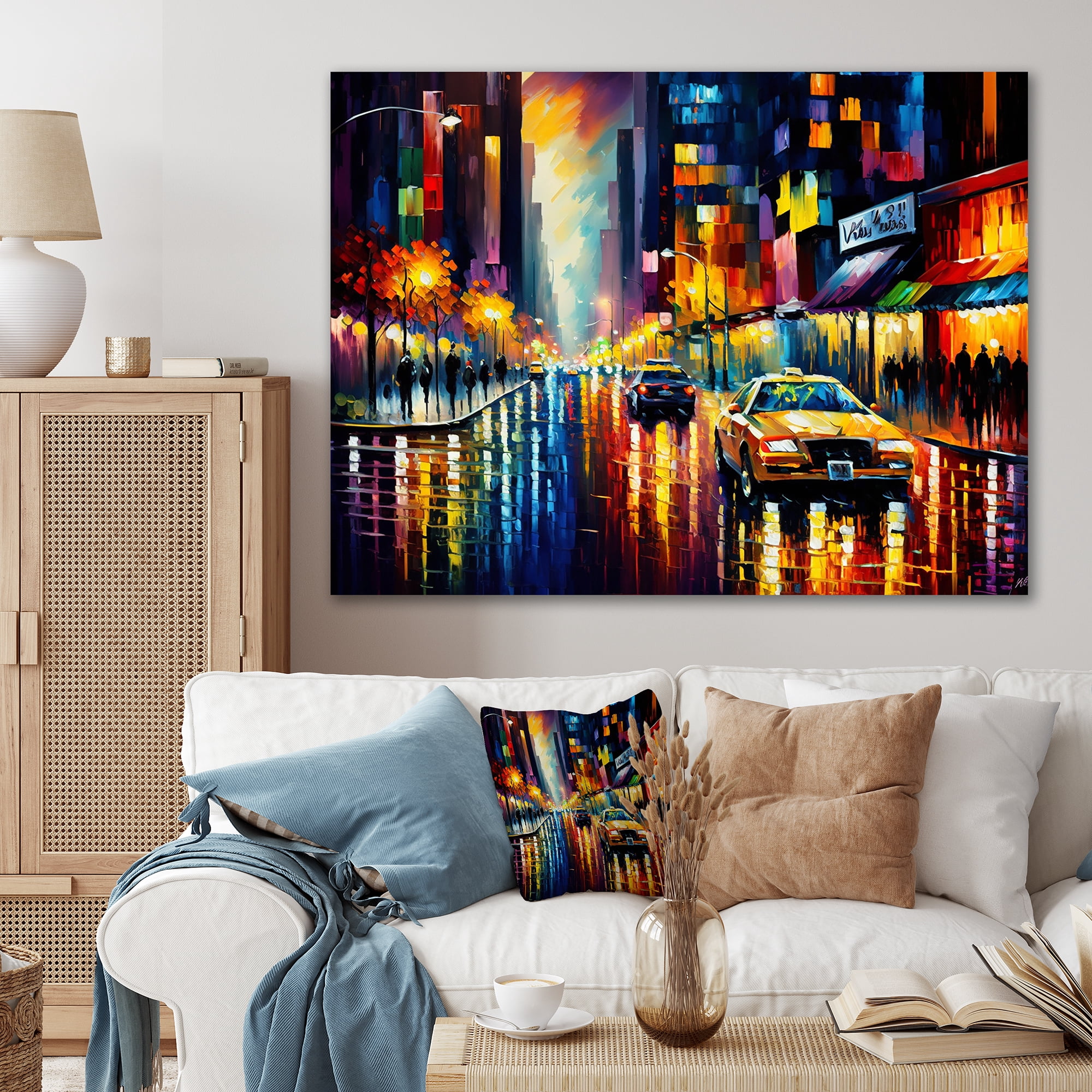 Designart Colorful Manhattan Time Square I Canvas Wall Art