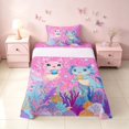 thumbnail image 2 of Homewish Cartoon Axolotl Twin Sheets for Kids Girls, Pink Glitter Stars Bedding, 3-Piece (1 Flat Sheet, 1 Fitted Sheet and 1 Pillowcase), 2 of 6