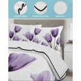 thumbnail image 4 of Elegant Tulip Twin XL Size Down Alternative Comforter, Lightweight Comforter Quilt Bedding Set with Pillow Shams Purple White Botanical Long Tree Leaves All Seasons Bed Comforter Duvet Insert 68"x98", 4 of 7