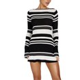 thumbnail image 1 of Faithtur Robe Mini d'Automne pour Femmes Manches Longues Dos Ouvert Contraste/couleur Unie Robe Pull Décontractée, 1 of 9