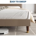thumbnail image 6 of Full Size Bed Frame with Upholstered Headboard and Strong Wooden Slats Support, Soft Corduroy Fabric Platform Bed, No Boxing Spring Needed, Easy Assembly, Brown, 6 of 8