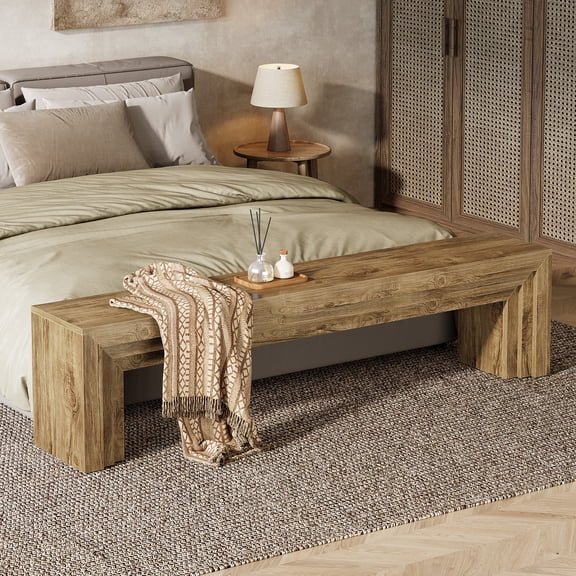 Tribesigns 71" Extra Long Entryway Bench, Modern Farmhouse Shoe Bench for Hallway, End of Bed, Living Room, Sofa Back, Dining Room, Brown