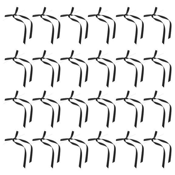 COMPUKAS 40pcs Black Bowknot Cupcake Toppers Party Decorations for Bridal Showers and Bow Themed Events
