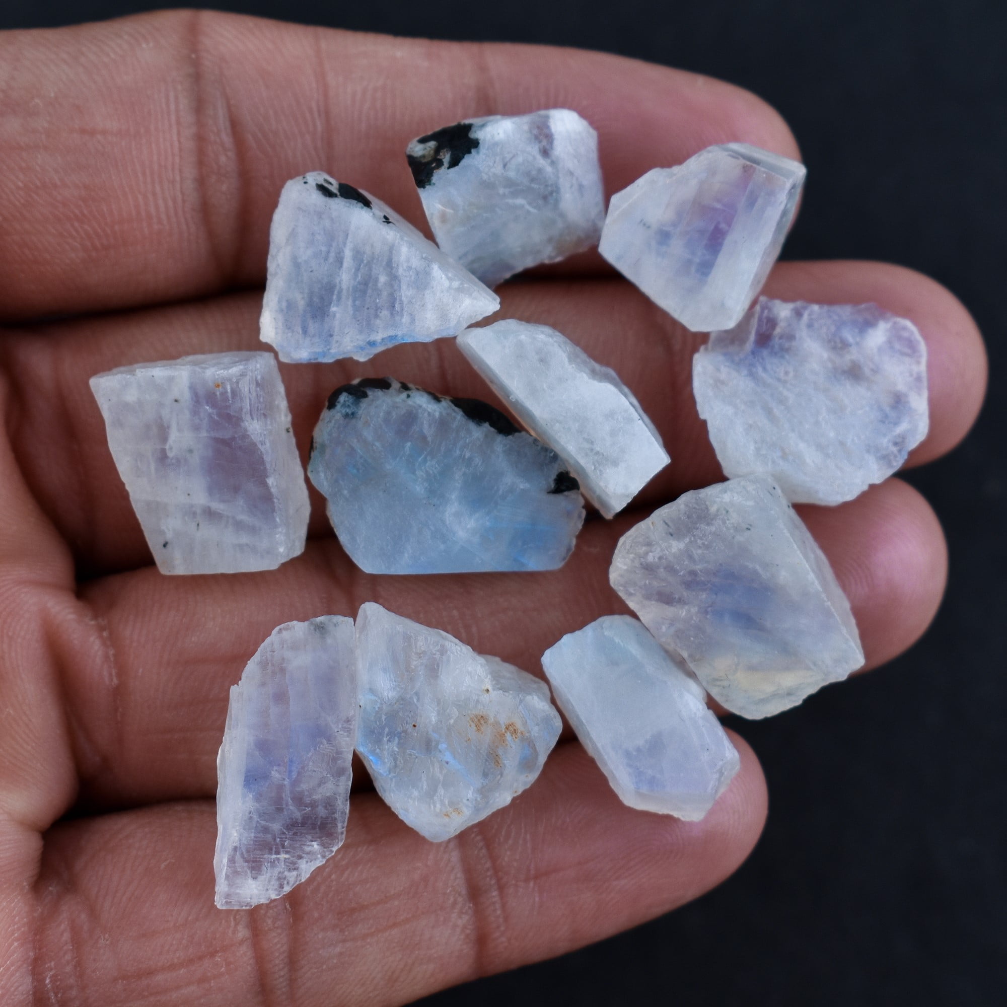 Raw Crystals Lot For Jewelry 45X28X8 Dazzling AAA Quality 100% Natural Flashy Blue Rainbow Moonstone Rough Loose Gemstone