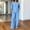 Sky Blue plus size pajama set for women a1, variant on sdhkgrrt Women's Plus Size 2 Piece Pajama Outfit Striped V Neck 3/4 Sleeve Blouse Wide Leg Pants Casual Boho Lounge Set Loose Matching Travel Daily Tracksuits, Sky Blue 2XL