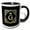 Black/White, variant on 3drose, Letter G- Image of Monogram with Crown and Blue Star- Not Metal Foil, 11oz Two-tone Yellow Mug