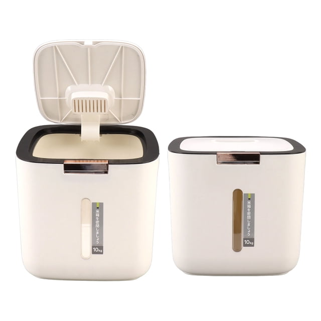 Cereal Container, One Button Open Rice Container 22.0lb Capacity Thickened Space Saving for Barley for Cereal for Red Bean for Home for Flour Light Grey,Black,Light Green