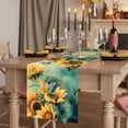thumbnail image 2 of Sunflower Butterfly Table Runner 72 Inches Long,Retro Green Yellow Pastoral Floral Cotton Linen Table Runners Dresser Scarves,Decorative Tabletop Scarf Furniture Cover for Home Dinner Party 13"x72", 2 of 8