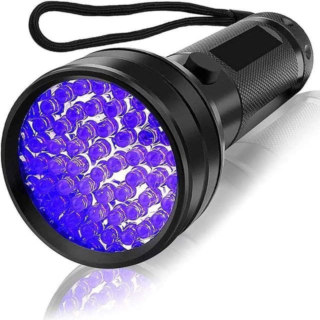 Linterna UV de luz negra, detector de orina de mascotas de 51 LED para orina de perro/gato/conejo, manchas, chinches, curado con pegamento UV, detector de dinero falsificado