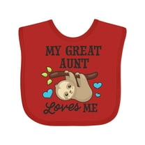 Inktastic My Great Aunt Loves Me with Sloth and Hearts Boys or Girls Baby Bib