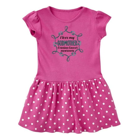 

Inktastic I Love My Godmother Ovarian Cancer Awareness Gift Toddler Girl Dress