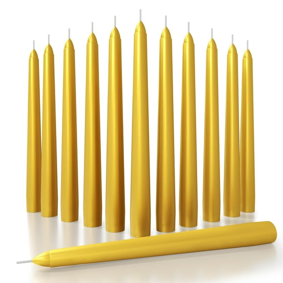 Juego de 12 piezas en forma de cono para velas CANDWAX, color dorado, 20 cm, sin goteo