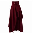 thumbnail image 3 of jovati Womens Solid Punk Casual Ruched Midi High Waist Skirt, 3 of 8