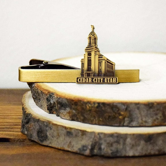 Cedar City Utah Antique Gold Temple Tieclip by Ringmasters