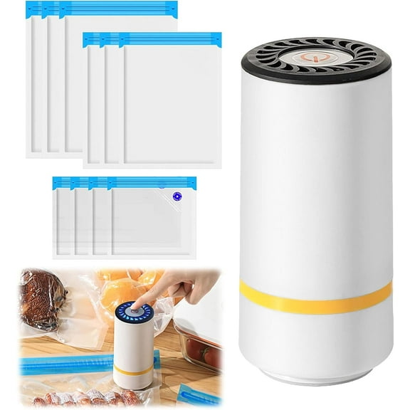 Vacuum Sealer Set With 10 Vacuum Bags, Portable Handheld Electric Mason Jar Food Storage Saver Kit Vacuum Sealer Machine Rechargeable Electric Vacuum Sealer Kit