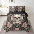 thumbnail image 2 of jejeloiu Gothic Suger Skull Twin Bedding Sets 7-Piece,Rustic Flower Floral Bedding Comforter Set,Halloween Skeleton Sheet Sets For Girl Boy,Ultra Soft Home Decor Reversible, 2 of 8