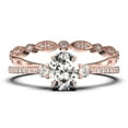 thumbnail image 1 of Minimalist 2.00 Carat Oval Cut Simplistic Diamond Moissanite Engagement Ring, Classic Wedding Ring in 925 Sterling Silver With 18k Rose Gold Plating, Promise Ring, Anniversary Ring, 1 of 4