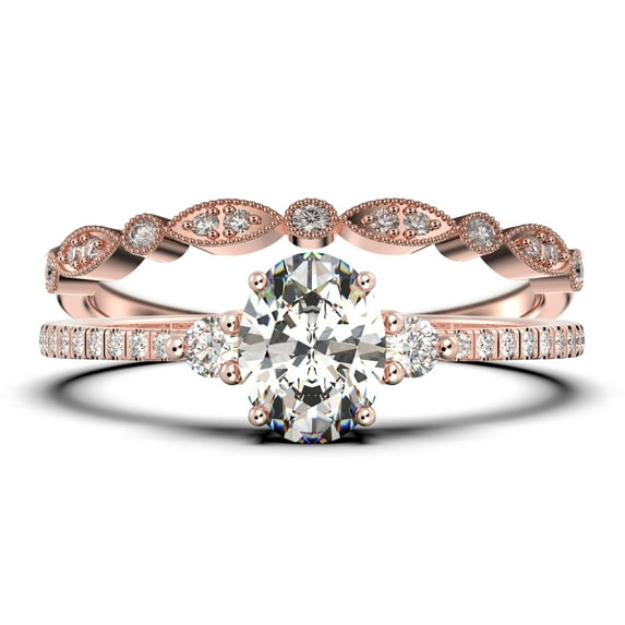 Minimalist 2.00 Carat Oval Cut Simplistic Diamond Moissanite Engagement Ring, Classic Wedding Ring in 925 Sterling Silver With 18k Rose Gold Plating, Promise Ring, Anniversary Ring