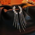 thumbnail image 5 of Pendientes colgantes de cristal con estilo para mujer, pendientes de fiesta, pendientes de cadena con forma de hoja, pendientes colgantes para boda, 5 of 5
