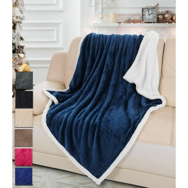 Sherpa Fleece Throw Blanket 50" x 60", Mink Sherpa Throw TV Blanket
