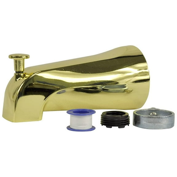 Thrifco Plumbing 4402207 Universal Tub Spout with Diverter, Polished Brass, 1-Pack, Replaces Danco 89265