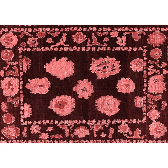 Ahgly Company Machine Washable Indoor Rectangle Abstract Red Modern Area Rugs, 5' x 7'