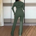 thumbnail image 4 of Wutalume Women's Slim Fit 2-Piece Set, Solid Color Zippered Top and Long Pants, Casual Fall and Spring Tracksuit Outfit,Army Green L, 4 of 6