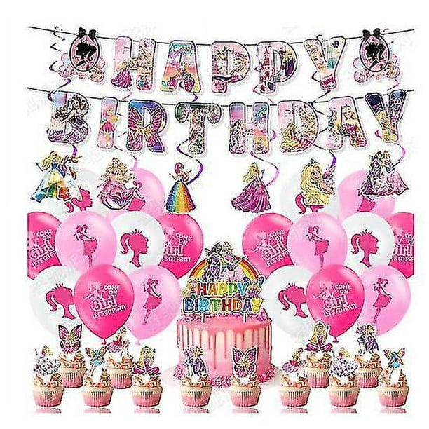 38 piezas para decoracion de fiesta de cumpleanos con tema de Barbie para nina Feliz Banner de cumpleanos globos y adornos para tartas espirales colgantes Walmart en linea
