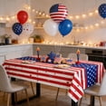 thumbnail image 5 of dajkiuy 4th of July Tablecloth, Patriotic American Flag Table Cloth, 54" x 108" Plastic Disposable Rectangle Table Cover for Memorial day, Independence Day Decorations, Dinner Party Supplies, 5 of 6
