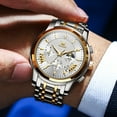 thumbnail image 4 of OLEVS Watches for Men, Mens Watches Quartz Gold Stainless Steel Waterproof Luminous Business Calendar Wrist Watch reloj para hombre White Dial, 4 of 12
