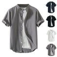 thumbnail image 6 of Chiccall Mens Cotton Linen Shirts Button Down Short Sleeve Plus Size Shirts Casual Summer Beach Blouse Tops, 6 of 6