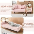 thumbnail image 2 of FFH Modern Corduroy Futon Sofa Bed with Adjustable Backrest,Convertible Loveseat Sleeper,Soft Couch with Drop-Down Table and Cup Holder for Living room,Pink, 2 of 10